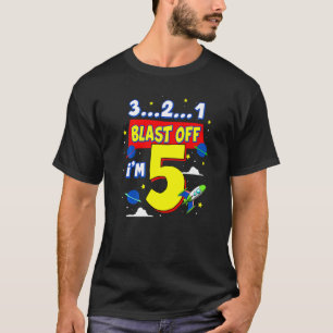 3 2 1 Blast off-Födelsedagsfest Leverans 5 år gamm T Shirt