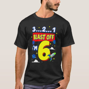 3 2 1 Blast off-Födelsedagsfest Leverans 6 år gamm T Shirt