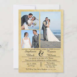 3/4 Foton Lodrät Gammalt meddelande Papper-Bröllop Inbjudningar