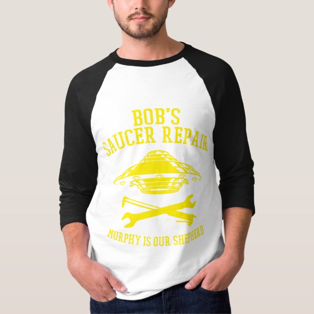 3/4 sleevers t-shirt med gult BSR-logotyp (Framsida)