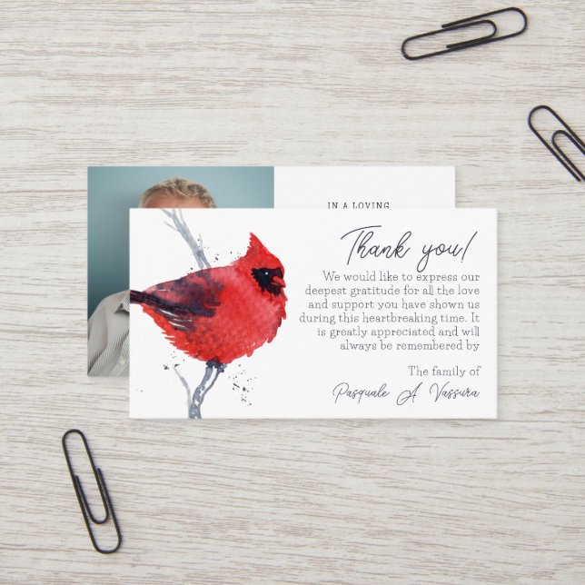 3,54x2,165 Kardinal Tacksamhets Fotokort Visitkort (Fram/Back In Situ)