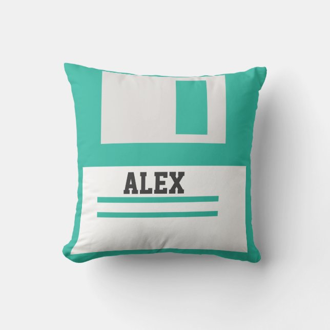 3,5-tumsdisketter med etikett för Geek Nerds Kudde (Framsida)