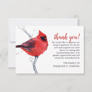 3,5" x5" Funeral Cardinal Bird Watercolor Tack Kort