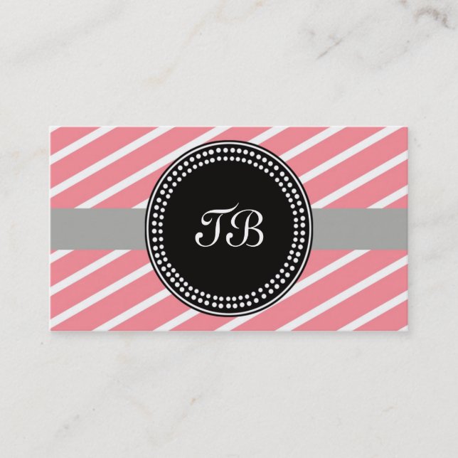 3,5" x 2,0" Affärskort Rosa och vit Rand Visitkort (Framsida)