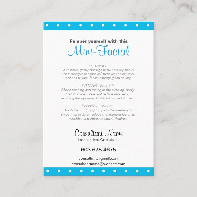 3,5" x 2,5" - Kortkort-Ansiktsbehandling Visitkort (Framsida)