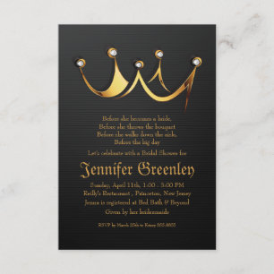 3,5" x 5" guld- kunglig drottningkronamöhippa inbjudningar