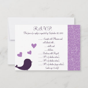 3,5 x 5 R.S.V.P-svarskort Bird Swing Lila BG Inbjudningar