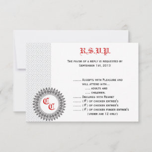 3,5 x 5 R.S.V.P-svarskort Grått Red Forme Print Inbjudningar