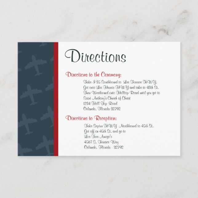 3,5 x 5 riktningar Flygplansflygning Tilläggskort (Framsida)