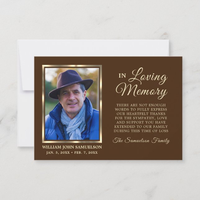 3,5" x 5" Sympati Funeral Memory TACK Photo Kort (Framsida)