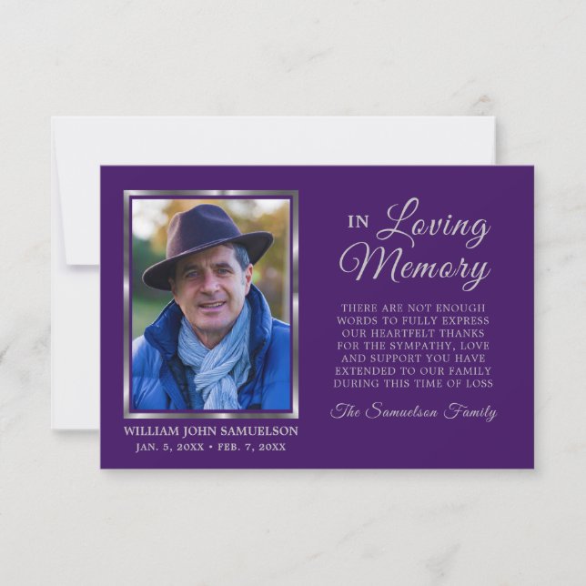 3,5" x 5" Sympati Funeral Memory TACK Photo Kort (Framsida)