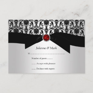 3.5x5 Black Silver Damask tryckt Ruby Jewel OSA Kort