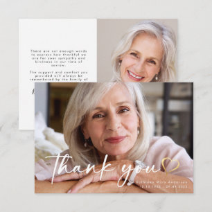 3,5x5-Elegant Chic Skript - Funeral Photo Tack Kort