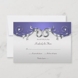 3,5x5 Elegant lila och silver RSVP OSA Kort