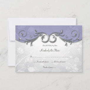 3,5x5 Elegant Lila Silverblad Overlay RSVP OSA Kort