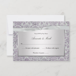 3.5x5 Lavendel Silver Grunge Damask RSVP OSA Kort