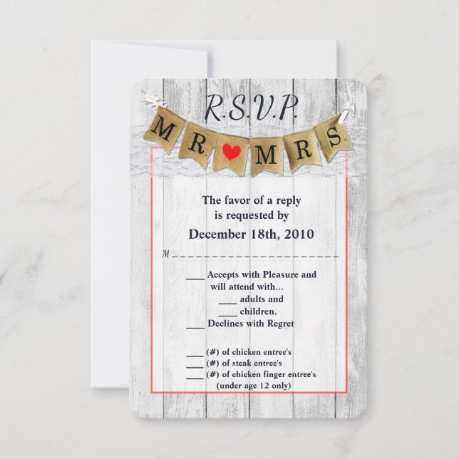 3.5x5 R.S.V.P. Card Burlap Mr och Banner Inbjudningar (Framsida)