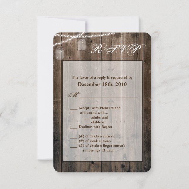 3,5x5 R.S.V.P. Card Mason Burk String Ljus Barn Inbjudningar (Framsida)