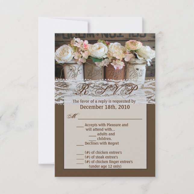 3.5x5 R.S.V.P. Card Mason Burk Wildblommor Barn Wo Inbjudningar (Framsida)