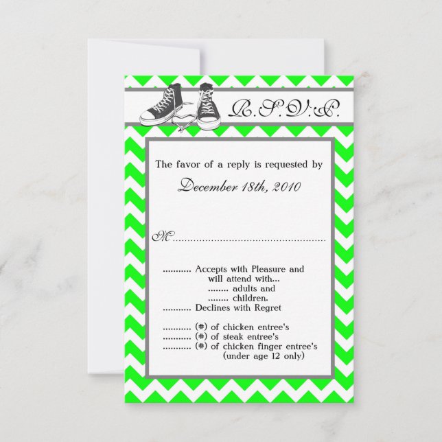 3,5x5 R.S.V.P. Card Teenage Sneakers Chevron Strip Inbjudningar (Framsida)
