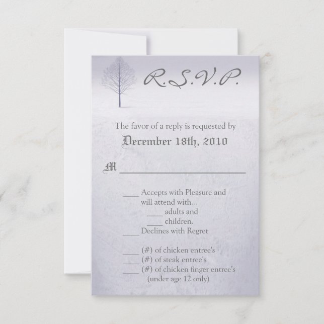 3,5x5 R.S.V.P. Card Winter Wonderland Träd Snö Inbjudningar (Framsida)
