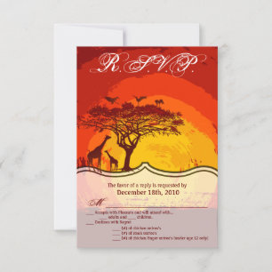 3.5x5 R.S.V.P.-kort afrikanskt Safari Giraffe Suns Inbjudningar