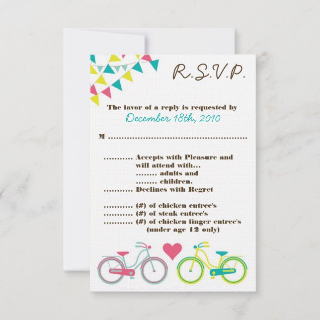 3,5x5 R.S.V.P-kort Älskare Bike Bicycle Inbjudningar (Framsida)