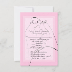 3,5x5 R.S.V.P.-kort Brud & Brudgum Rosa Inbjudningar