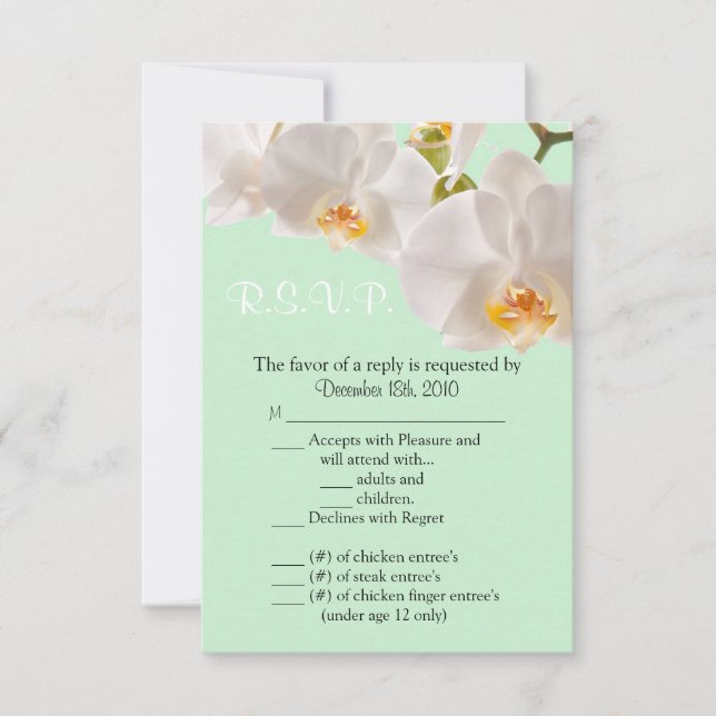 3,5x5 R.S.V.P.-kort Grönt & Orchidéa Inbjudningar (Framsida)