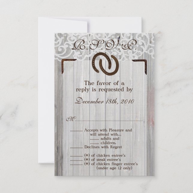 3,5x5 R.S.V.P. Kort Hästskor Trä (Framsida)