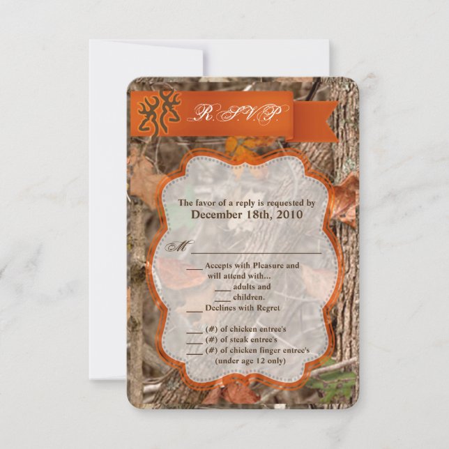 3,5x5 R.S.V.P.-kort Jaktpar Hjort Hind Buck Inbjudningar (Framsida)