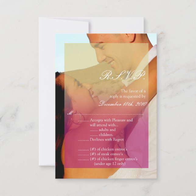 3,5x5 R.S.V.P.-kort Solnedgångsbleknande Rosa Brun Inbjudningar (Framsida)