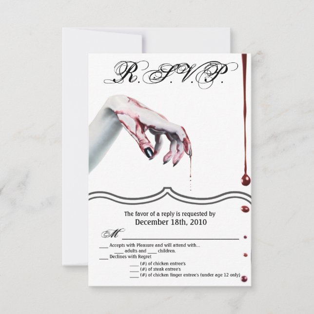 3,5x5 R.S.V.P. Kort zombieblodsdropp Vampyre Goth (Framsida)