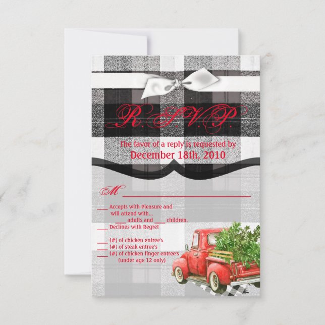 3,5x5 R.S.V.P. Kortet JULAFTON Lastbil julbuffalo  Inbjudningar (Framsida)