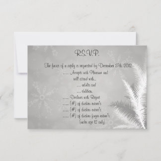 3,5x5 R.S.V.P-svarskort Grått Snöflingor Inbjudningar