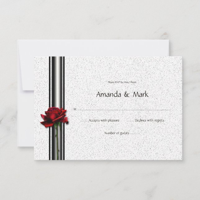 3,5x5 Röd Ros RSVP OSA Kort (Framsida)