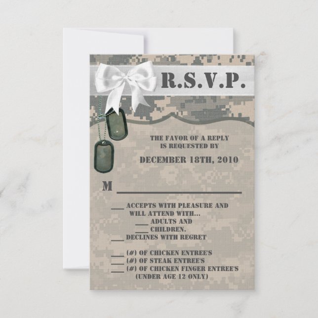 3,5x5 RSVP-kort ARMY ACU Uniform Kamouflage Kamufl Inbjudningar (Framsida)