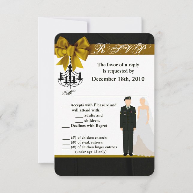 3,5x5 RSVP-kort ARMY-uniform snygging brud Soldat Inbjudningar (Framsida)