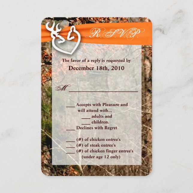 3,5x5 RSVP-kort Djurpar Doe Buck Kamouflage OSA Kort (Framsida)