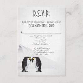 3,5x5 RSVP-kort Pingviner parar sig för livet Grå OSA Kort
