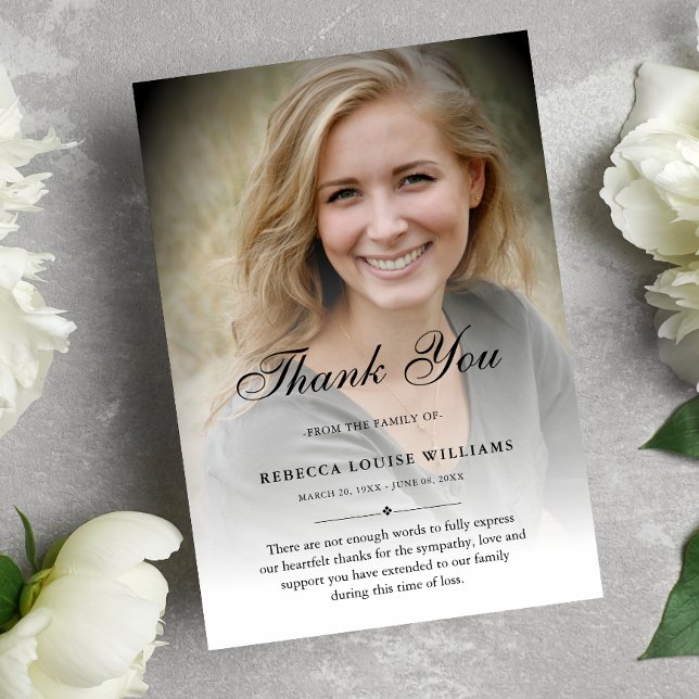 3,5x5 Tack Anpassningsbar Funeral Photo Sympathy Kort (Sympathy Thank You Photo Card)