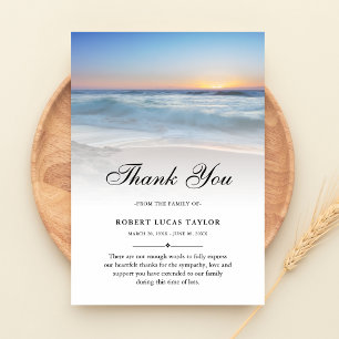 3,5x5 Tack Beach Ocean Funeral Photo Sympathy Kort