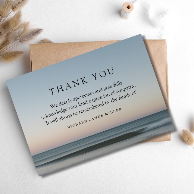 3,5x5 Tackkort Grief Ocean Tack Kort (Beach Sympathy Thank You Card)