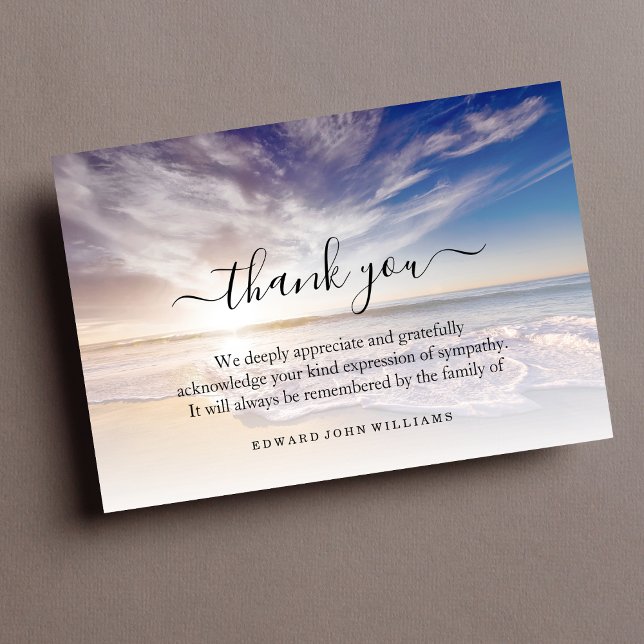 3,5x5 Tackkort Grief Ocean Tack Kort (Beach Sympathy Thank You Card)