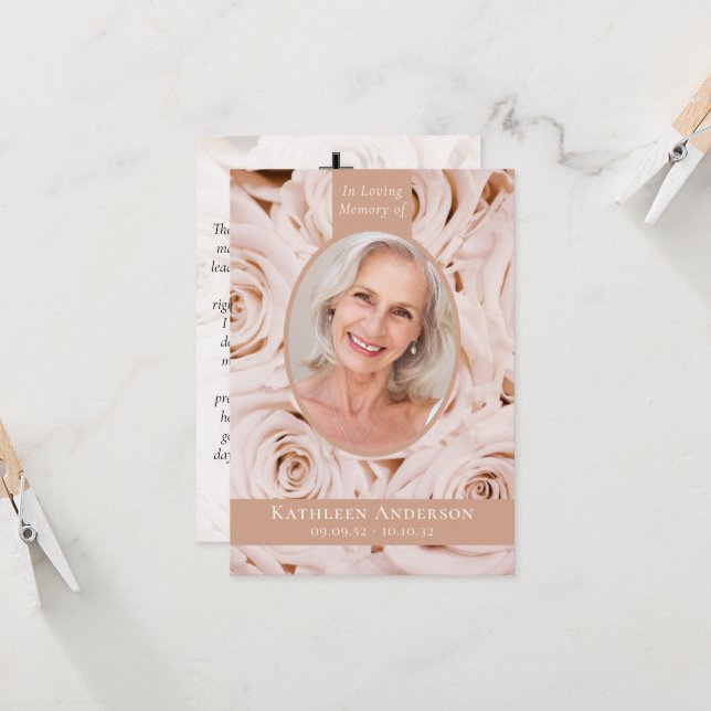 3,5x5-visitkort för Oval Photo Rosa ros Memorial P Inbjudningar (Fram/Back In Situ)