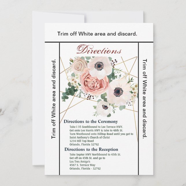 3.5x6 Geometric Garden Ro Anemon Inbjudningar (Framsida)