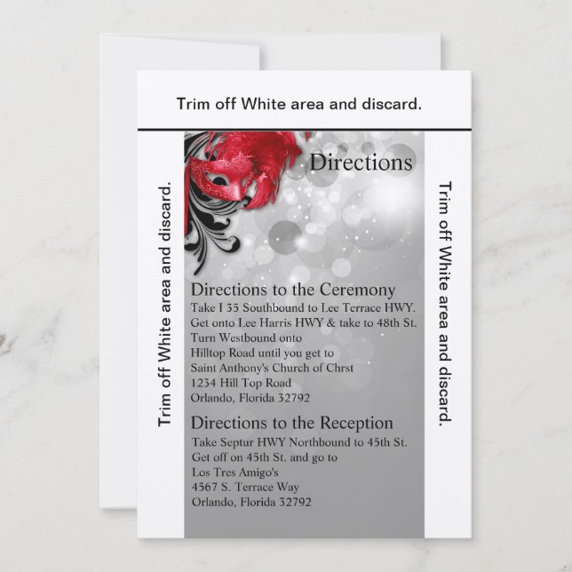 3,5x6-orienteringskort Röd maskering Inbjudningar (Framsida)