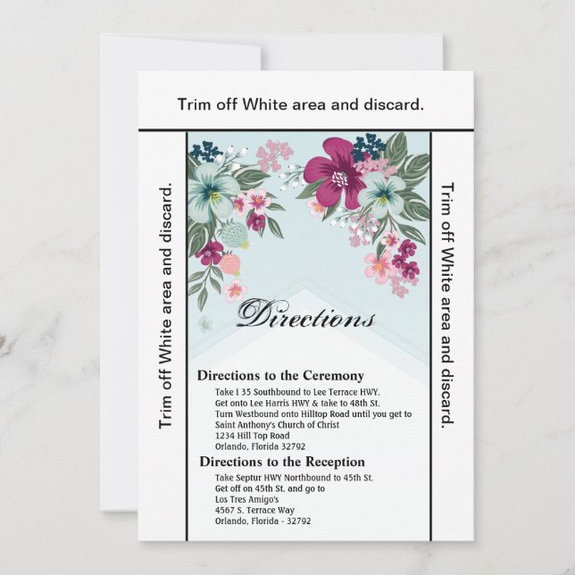 3,5x6-orienteringskort - Tropiskt fobi på blå ombr Inbjudningar (Framsida)