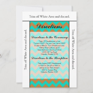 3,5x6 riktningskort Chevron Brown & Seafoam Inbjudningar