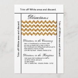 3,5x6 Riktningskort Guld Glitter Chevron Randig Inbjudningar